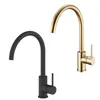 Brass Single Handle Kitchen Mixer Tap 360 Degree Swivel Spout Black or Brushed Gold Deck Mounted Basin Sink Faucet,13-021