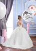 Sheer Short Sleeves Lace A Line Flower Girls Dresses Tulle Applique Beaded Ruffles Princess Birthday Girls' Pageant Party Dresses BA5120