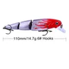 5 färger plast 6 # 3 krokar minnow fiske lock 11cm 14,7 g multi fogad bas gädda striper fisk bete swimbait lockar