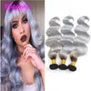 Malaysian Human Hair 1B Grey Body Wave 3 Pieces One Set Double Wefts 1B/Grey Ombre Hair Products