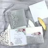 Muhteşem Glitter Gümüş Tri-Fold Lazer Kesim Cep Düğün Ile Özelleştirilmiş Eklemek, Ücretsiz Baskı ve Ücretsiz Kargo Sağlayın