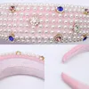 Fashion Crystal Rhinestone Velvet Padded Headband för Kvinnor Pearl Cover Svamp Hårband Hårband Kvinnor Hårtillbehör Huvudband Bezel