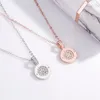 Nzwj Pendant Necklaces Double Sided Round for Women Rose Gold Luxury Rhinestone 925 Sterling Silver Choker Necklace Fashion Girls Party Jew
