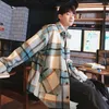 Flannel Shirt 남자 긴 소매 겨울 캐주얼 한국어로 느슨한 패션 빈티지 망 셔츠 격자 무늬 대형 남성 탑스와 블라우스