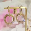 Wholesale- Luxury Korean Style Big Round Earrings Women Crystal Gold Silver Color Rhinestone Geometric Hoop Earrings Jewelry Gift