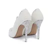 Biały najnowszy projektant imitacja Pearl Honeymoon Buty 11 cm Wysokie obcasy spiczaste palce buty panny młodej cienki obcasy Kobiety Pumps7832478