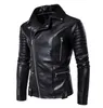Fashion-Motorcykeljacka Outwear Zipper Black Man Soft PU Läder Biker Coat High QualityM-5XL