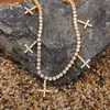 Fashion-Bling Chains Smycken Män Guld Silver Iced Out Tennis Chain Fashion Cross Pendant Halsband