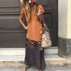 Artı Boyutu Leopar Uzun Elbise Artı Boyutu Gevşek Plaj Yaz Elbise Moda Rahat Kadın Patchwork Kısa Kollu Vestido 5XL