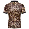 Atacado camisetas masculinas de grife roupas de verão street wear estampa de leopardo moda polos de algodão gola virada para baixo camiseta masculina plus size