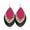 Multilayer Sequin Teardrop Earrings for Women Leopard Leather Dangle Earring Charm Fashion Drop Earrings Partry Jewelry Gift