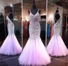 Coral Mermaid Style Party Dresses Blingbling Beaded Crystal Long Pageant Dresses Crisscross Back Corset Prom Gowns