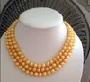 Partihandel 8-9mm South Sea Natural Gold Pearl Necklace 48 tum 14k Guldlås