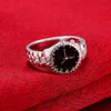 Creatieve hoge kwaliteit zilveren kleur sieraden fabriek directe mode vrouwen crystal cz ring bruiloft zoals horlogestijl