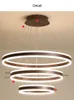 Proste Nowoczesne Koło LED Żyrandol Nowoczesne Oświetlenie Restauracja Akrylowe Pierścionki Wisiorek Wiszące Lights Luste Lampy dzienne 40 cm 60cm 80cm