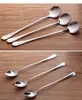 Stainless Steel Long Handle Spoon Coffee Latte Ice Cream Soda Sundae Cocktail Scoop kitchen home coffee spoons 120pcs T1I1773