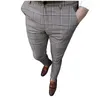 Moda Erkekler Pantolon Gündelik İş Slim Fit Ekose Fermuar Uzun Pantolon Pantolon Moda Uzun Erkek Sweatpants streetwear yazdır