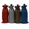 18 Colors Wine Bottle Covers Champagne Wine Bag Blind Packaging Gift Bags Rustic Hessian Christmas Dinner Table Decoration