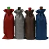 18 colores fundas para botellas de vino champán bolsa de vino bolsas de regalo de embalaje ciego decoración rústica de mesa de cena de Navidad de arpillera