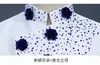 Men's Suits & Blazers Chinese Tunic Suit Retro Style White With Blue Rhinestones Jacket Straight Pants 2 Pieces Set Stand Col237a