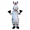 2019 Partido dos desenhos animados do traje da mascote Fábrica quente novo Madagascar zebra Marty Dess Adulto Tamanho frete grátis