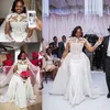 2020 Arabski ASO EBI Luksusowe Koronki Zroszony Suknie Ślubne Długie Rękawy Plus Size Mermaid Suknie Ślubne Vestidos de Novia