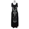 Womens Summer Long Maxi Dress Cat Print Sleeveless Casual Sundress With Pockets