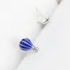 NEW Blue Hot Air Balloon & Heart Stud Earrings Original Box for Pandora 925 Sterling Silver Asymmetric EARRING sets for Women