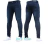 Heren jeans Slim Fit Hi-Street Distressed Denim Joggers Stretch Trend Kniebatte Zipper Voeten Broek