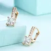 Fashion-New Statement Smycken Romantisk Stil Vit Kubik Zirconia Guld Charm Clip Earrings För Kvinnor Partihandel E2218