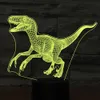 3D Velociraptor恐竜の夜のライトタッチテーブルデスクの光学イリュージョンランプ7色の変更ライトホームデコレーションクリスマス誕生日プレゼント