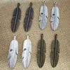 Fashion Feather Pendant Halsband Antik Brons / Koppar Röd / Silver Tone / Antik Silver Feather DIY Charm 15x61mm 40PCS / Lot