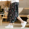 2019 Summer Men Print Beach Pants Mens Calf Length Linen Harem Pants Men Wide Leg Trousers Male Bloomers Punk Hip Hop Tracksuit244c