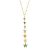 NOUVEAU Fantaisie Arc-En-Fleur Pendentif Collier Délicat Or Couleur Charme Longue Chaîne Chocker Colliers Femmes Cadeaux Féminins 41 + 5CM