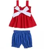 Kids Designer Kläder Independence Dag Kläder Streck Star Suspenders Vest Shorts Suits Crop Tops Harem Byxor Outfits Kostym C5932