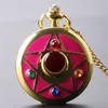 Lüks Altın Animasyon Saatleri Janpanese Cosplay Sailor Moon Star Quartz Cep Saati, Zincir Kolye ile Erkek Kadınlar Hediye2462593