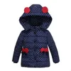 Niñas Dot Pajarita Ropa de abrigo larga con capucha Orejas de bolsillo Sudaderas con capucha Niños Abrigos de plumas Chaqueta de algodón de invierno de dibujos animados para bebés Outwear Ropa de bebé AZYQ6487