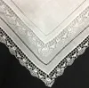 Conjunto de 12 lenços de casamento da moda Linho / Renda Crocchet e Hemstitched-Mãe do noivo Hankies-Mãe da noiva presentes 12x12 polegadas