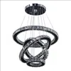 Décor à la maison moderne 4 anneaux lustre plafonniers ronds lampes suspendues en cristal salon cuisine chambre LED lustre luminaires