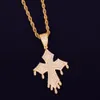 de Nova Men colar de pingente de gotejamento Cruz Ice Fora CZ pedras ouro Rock Street Hip Hop Jewelry