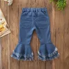 2019 Fashion Infant Denim Fire Pant Girls Jeans Long Pants Pants Toddler Denim Ruffle Tassel Pantaloni pantaloni Slacks2155905