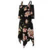 Grande taille robe de soirée d'été femmes Boho imprimé fleuri épaule froide longue robe femmes vêtements 2019 Vintage à lacets robe Maxi