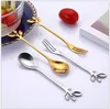 Café Té Cuchara Tenedor Utensilios de cocina Dejar oro Plata Comedor Bar Moda Cubiertos de acero inoxidable Cubiertos Helado Postre Cuchara Regalos