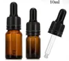 Amber Glass Essenti￫le olie -druppelaar fles 5 ml 10 ml met zwarte sabotage deksels