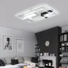 Luzes LED de teto modernas para Lamp Sala de estar Quarto de onda Quadrados de teto para sala de estar Quarto escurecimento com controle remoto