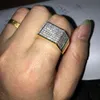 choucong hiphop rockband ringen voor mannen pave setting 119 stks 5a zirkoon CZ geel goud gevuld 925 zilveren mannelijke punk feest ring