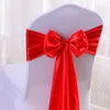 Satinstol Sashes Bows For Wedding Reception- Universal Stol Cover Back Tie Supplies for Banket, Party, Hotel Event Decorations 20 Färger