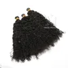 Peruansk i tips hårförlängningar anpassade kinky curly 100 strängar pre bunded pinne I tip keratin fusion människoledning7277886