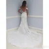 Mermaid Dresses Lace Applique Capped Sleeves V Neck Chapel Train Backless Custom Made Wedding Bridal Gowns Plus Size