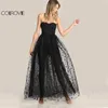 2019 noir Sexy robe de soirée étoile mignon femmes maille superposition robe d'été sans bretelles pure découpée